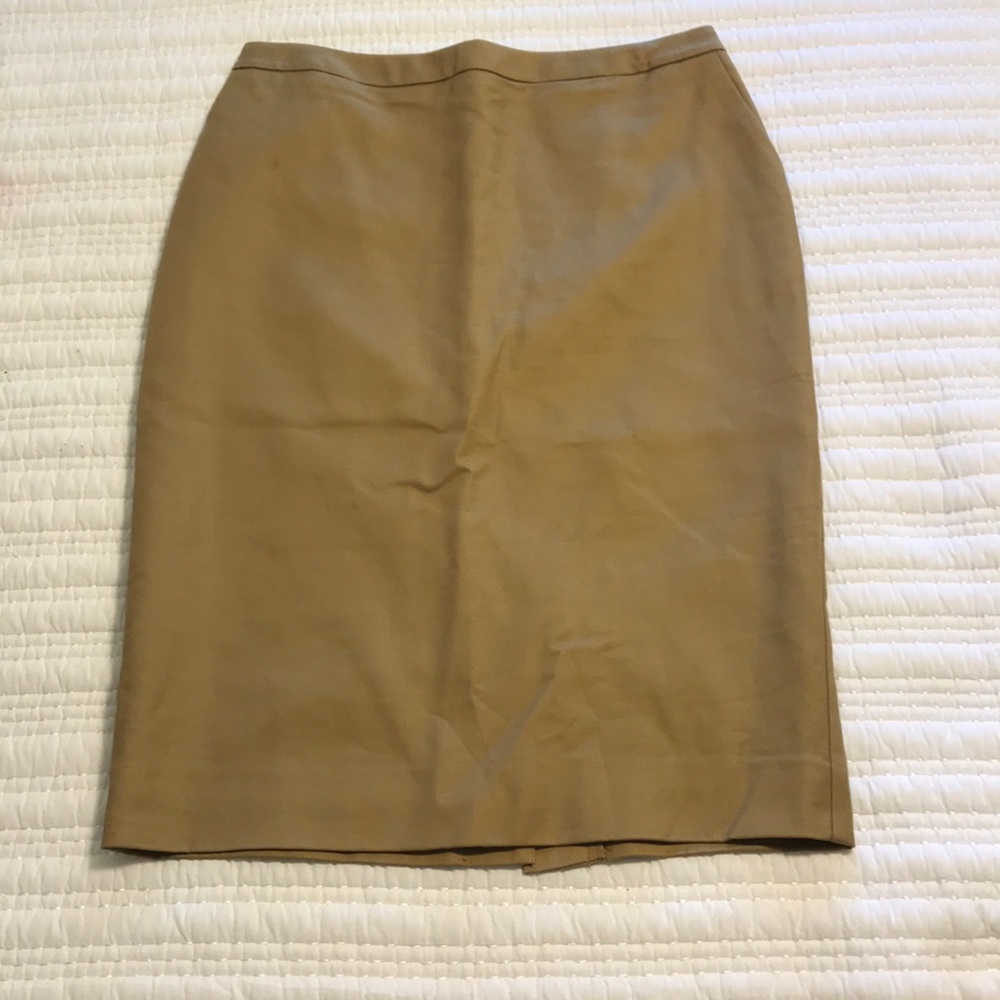 Dark khaki pencil midi skirt